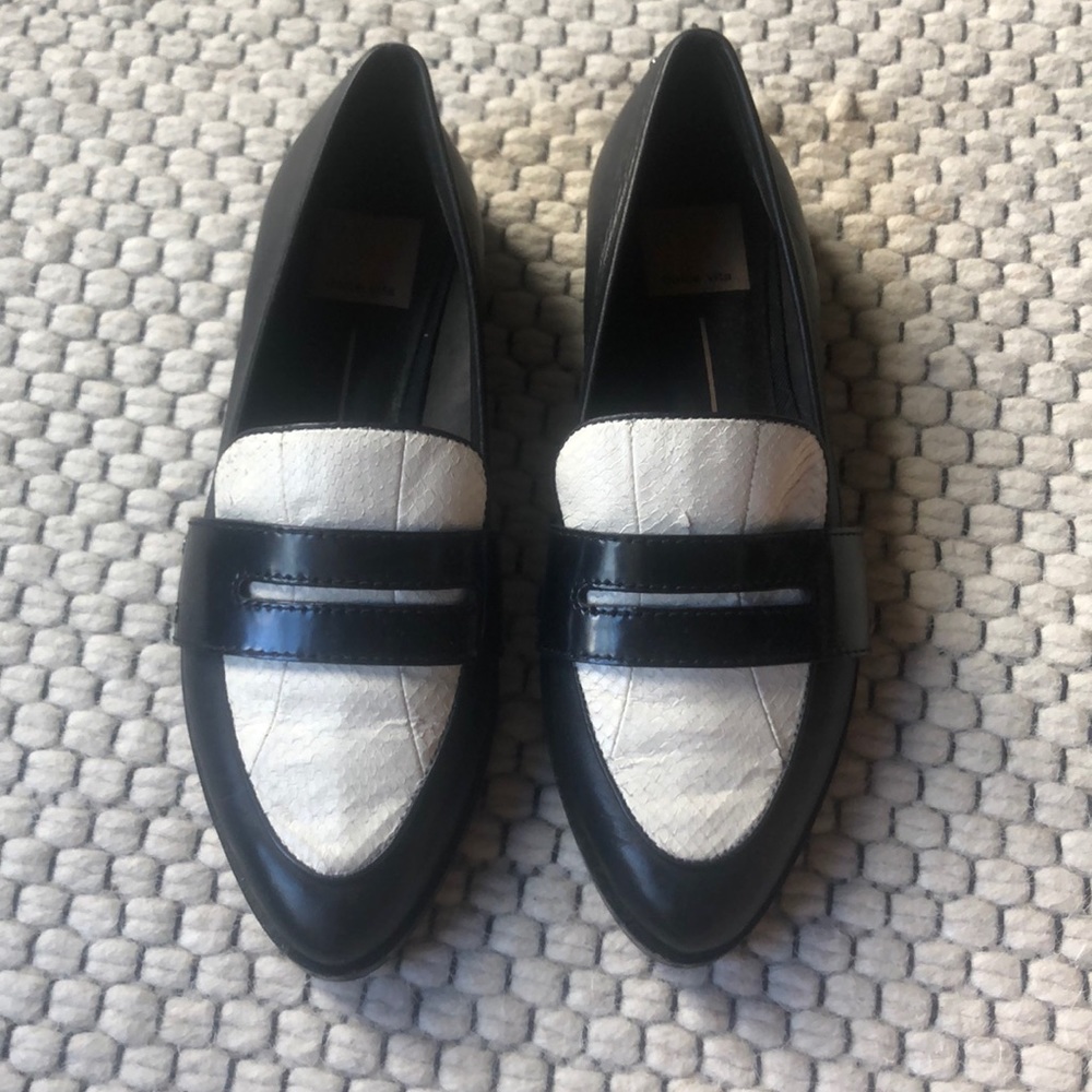 black & white dolce vita loafers - wingtip style